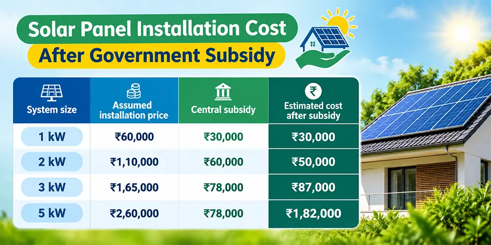 Solar Panel Installation Cost After Government Subsidy